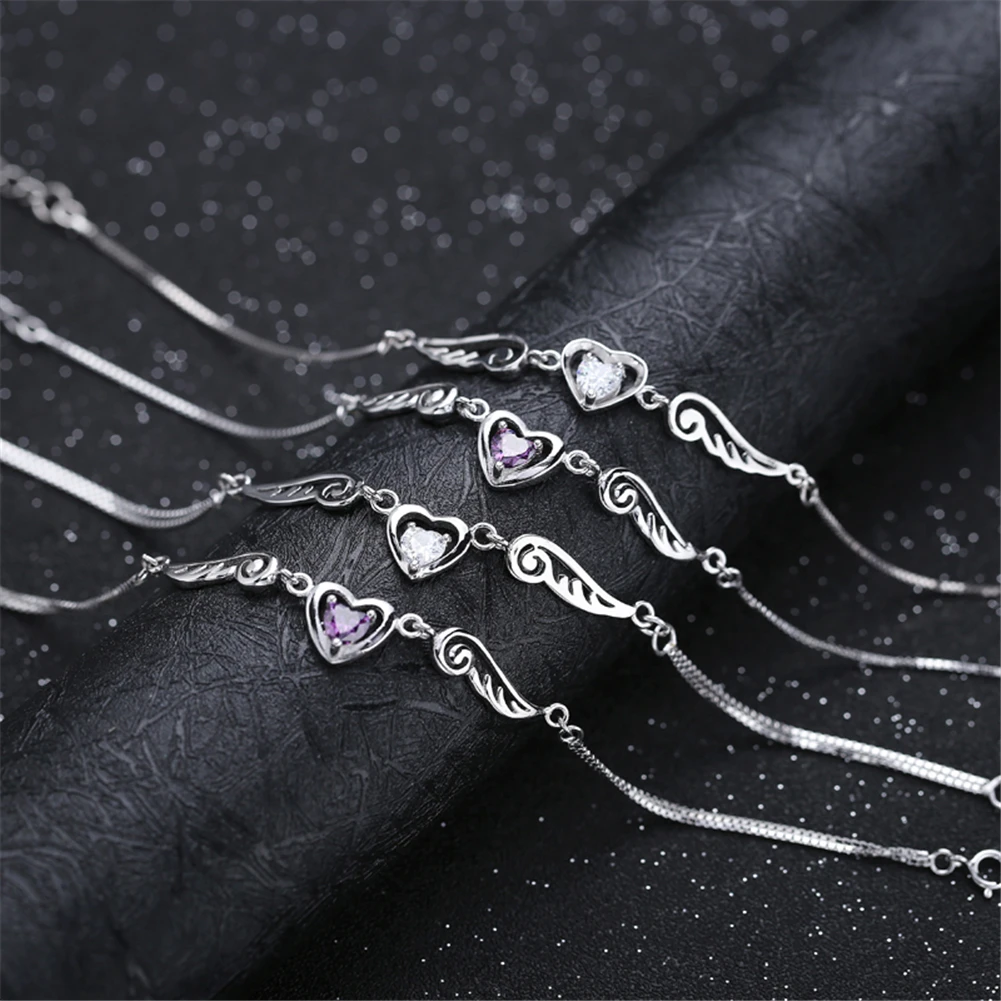 New Fine Jewelry 925 Sterling Silver Bracelets for Women Silver 925 Jewelry Clear CZ Heart Angel Wings Charm Bracelets Wholesale
New Fine Jewelry 925 Sterling Silver Bracelets for Women Silver 925 Jewelry Clear CZ Heart Angel Wings Charm Bracelets Wholesale