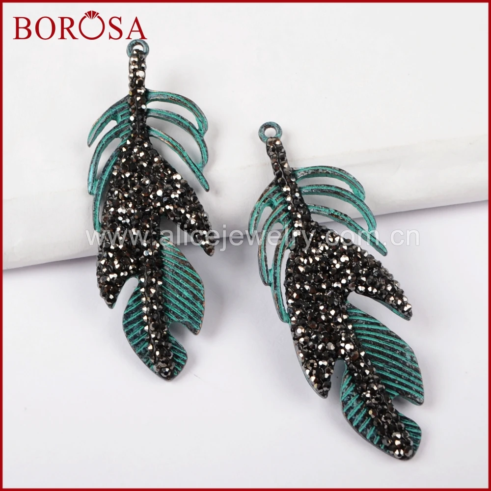BOROSA New Stylish Leave Shape Carved Bronze Charm Rhinestone Pave Druzy Charm High Quality Charm for DIY Jewelry Making JAB742
BOROSA New Stylish Leave Shape Carved Bronze Charm Rhinestone Pave Druzy Charm High Quality Charm for DIY Jewelry Making JAB742