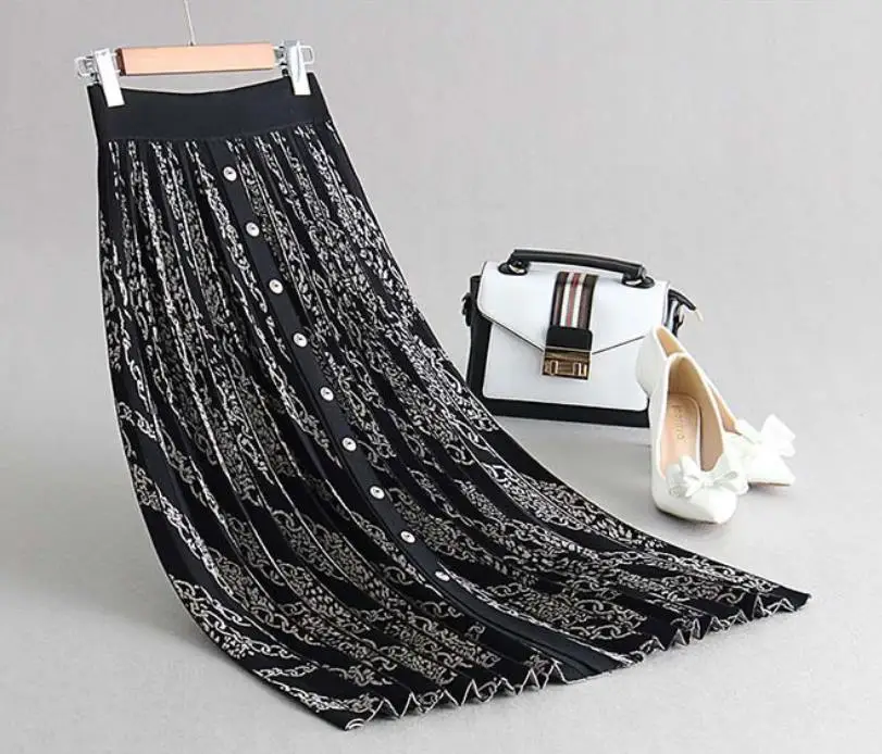 Women's autumn-winter knitted pleated skirt of high waist Euro-American vintage long skirt with jacquard
Women's autumn-winter knitted pleated skirt of high waist Euro-American vintage long skirt with jacquard