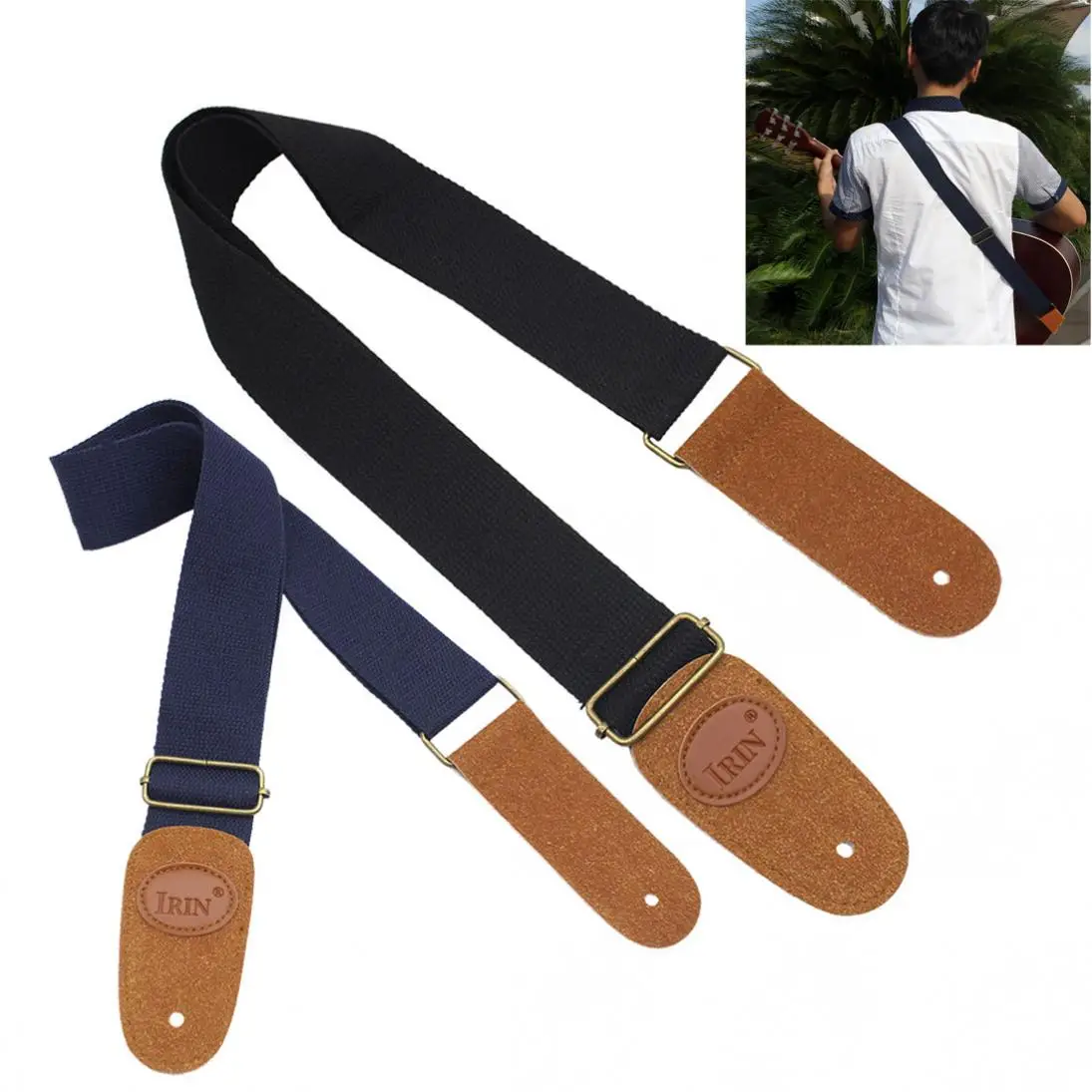 IRIN Black / dark blue Color Adjustable Belt Woven Cotton Strap with Leather Ends for Electric Acoustic Folk Guitars
IRIN Black / dark blue Color Adjustable Belt Woven Cotton Strap with Leather Ends for Electric Acoustic Folk Guitars