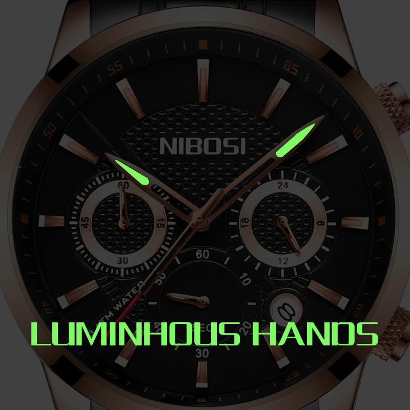 NIBOSI Men's Watch Classic Luxury Fashion Quartz Chronograph All Steel Waterproof Clock Relogio Masculino | Наручные часы