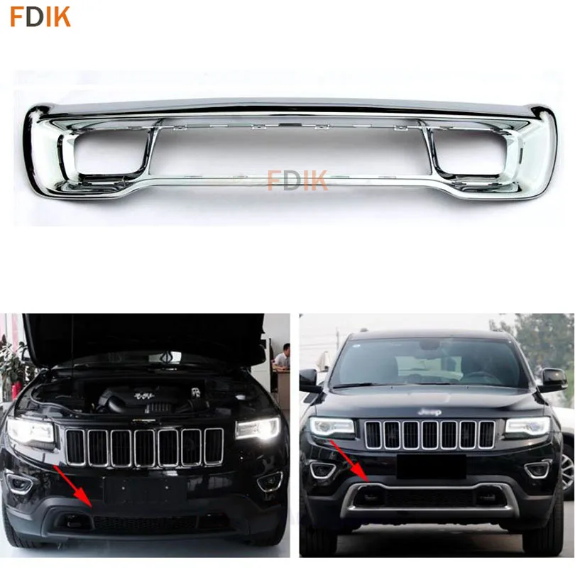 ABS Chrome Front fascia Applique Lower Bumper Grille Cover Protector Guard for Jeep Grand Cherokee 2014 2015 2016
ABS Chrome Front fascia Applique Lower Bumper Grille Cover Protector Guard for Jeep Grand Cherokee 2014 2015 2016