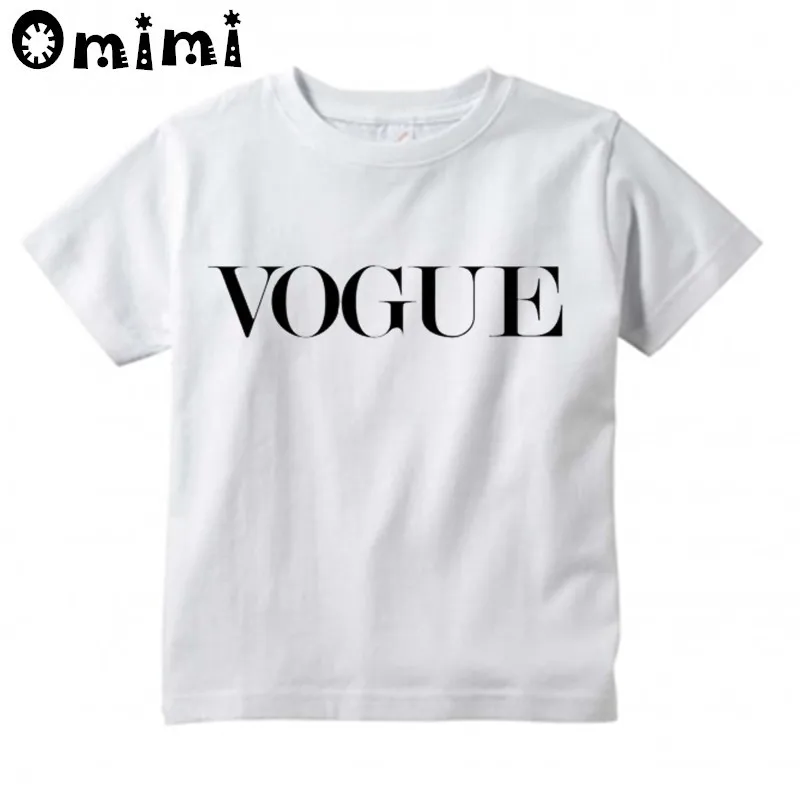 Baby Boys/Girls VOGUE Letters Printed T Shirt Kids Short Sleeve Tee Tops Children's Funny White T-Shirt