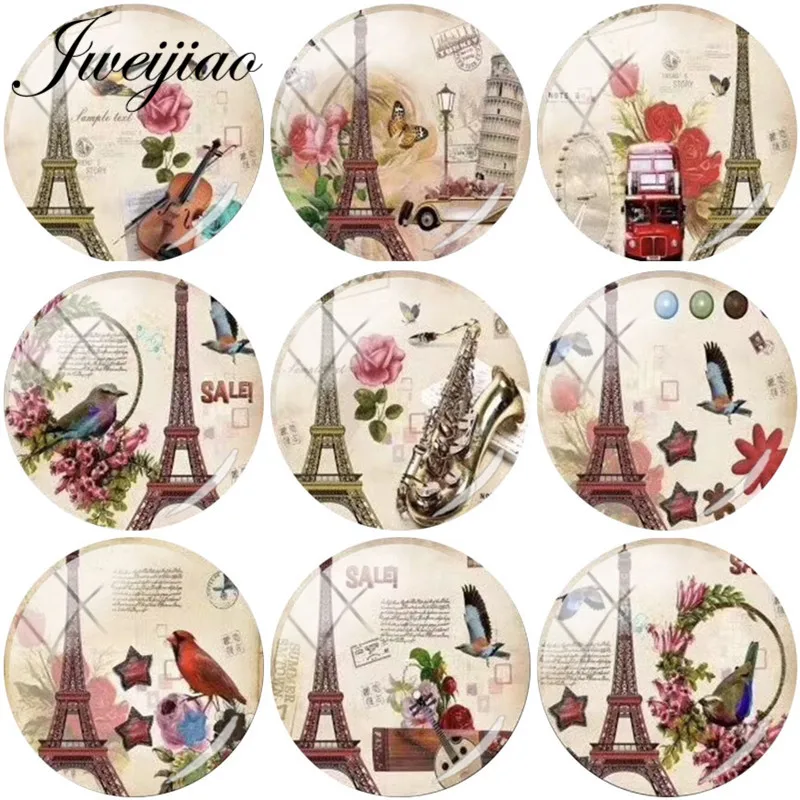 JWEIJIAO Retro Personality Eiffel Tower Flower Birds Bus DIY Glass Cabochon Pattern Dome Demo Flat Back Bracelet Charm Findings
JWEIJIAO Retro Personality Eiffel Tower Flower Birds Bus DIY Glass Cabochon Pattern Dome Demo Flat Back Bracelet Charm Findings