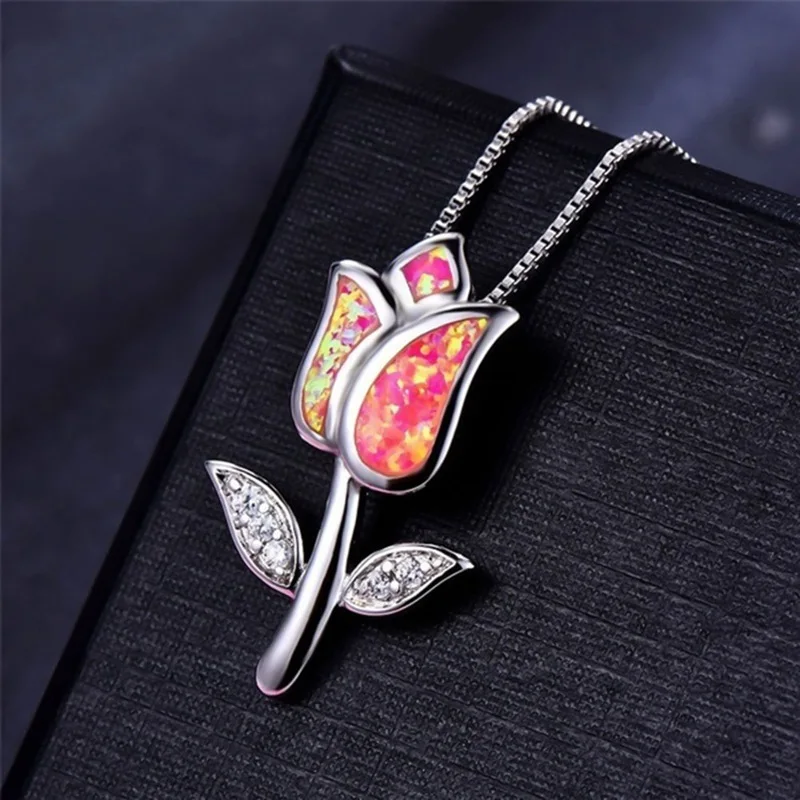 FDLK Fire Opal Necklace Womens Romantic Rose Flower Pendant Necklace For Women Filled Rainbow Birthstone Christmas Gift
FDLK Fire Opal Necklace Womens Romantic Rose Flower Pendant Necklace For Women Filled Rainbow Birthstone Christmas Gift