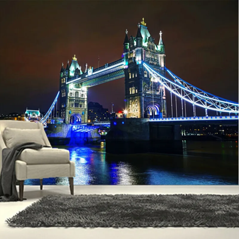 Custom 3D large mural, London Bridge under the beautiful lights at night ,living room sofa TV wall bedroom wall paper
Custom 3D large mural, London Bridge under the beautiful lights at night ,living room sofa TV wall bedroom wall paper