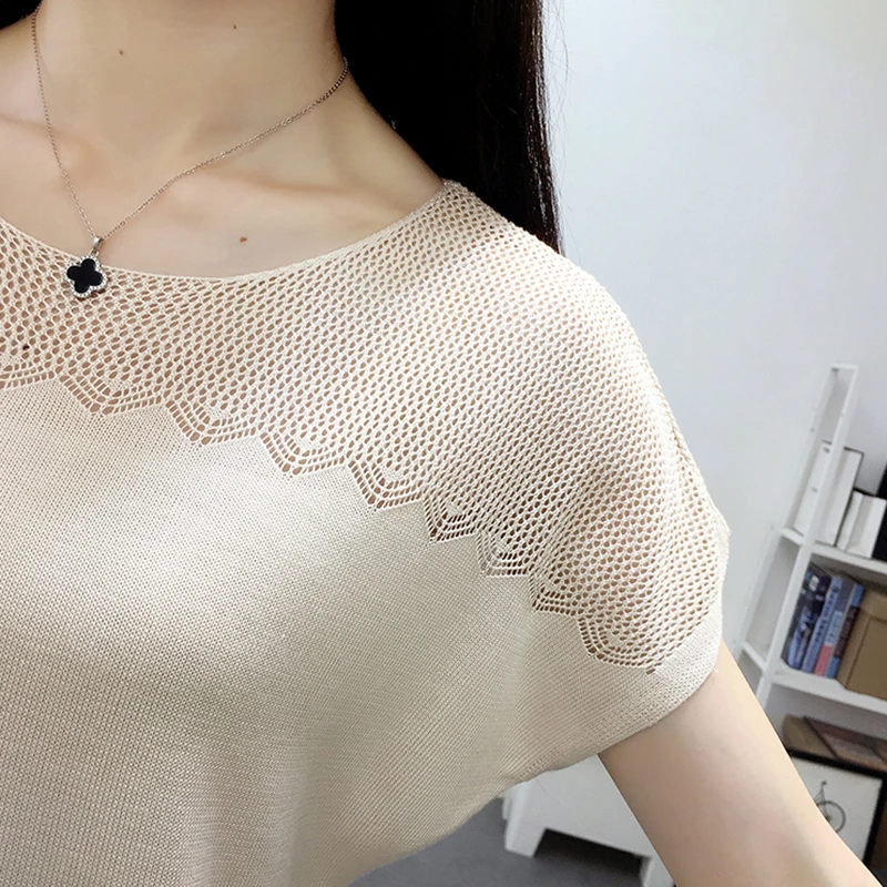 shintimes Summer Tops For Women 2019 Knitted Top Hollow Out Patchwork T Shirt Women O-Neck Short Sleeve Loose Tee Shirt Femme
shintimes Summer Tops For Women 2019 Knitted Top Hollow Out Patchwork T Shirt Women O-Neck Short Sleeve Loose Tee Shirt Femme