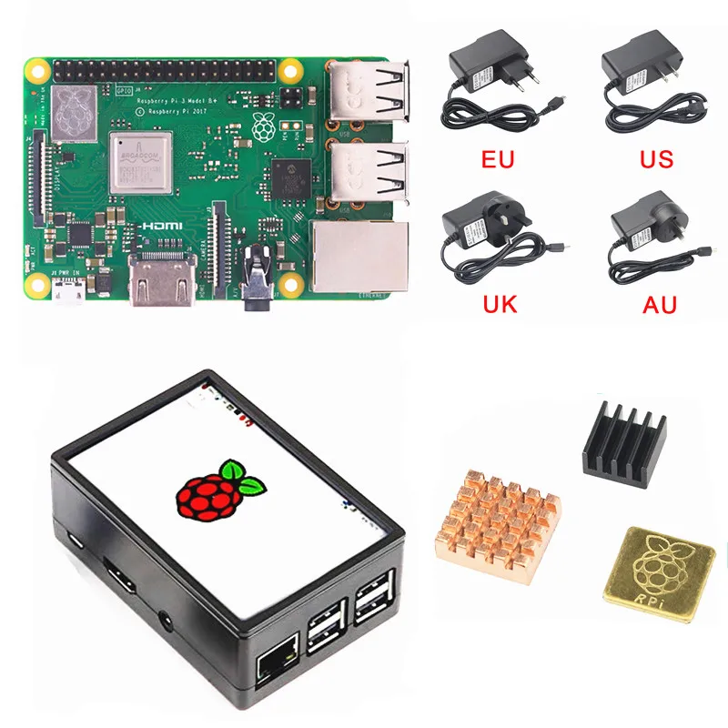 Новый Raspberry Pi 3 B + (B Plus) комплект с ЖК дисплеем четырехъядерный процессор 1 4 ГГц 64