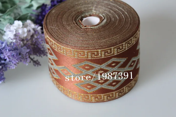 5 yards/lot Woven Jacquard Ribbon 9cm Geometric quadrangle brown background LS-8045
5 yards/lot Woven Jacquard Ribbon 9cm Geometric quadrangle brown background LS-8045