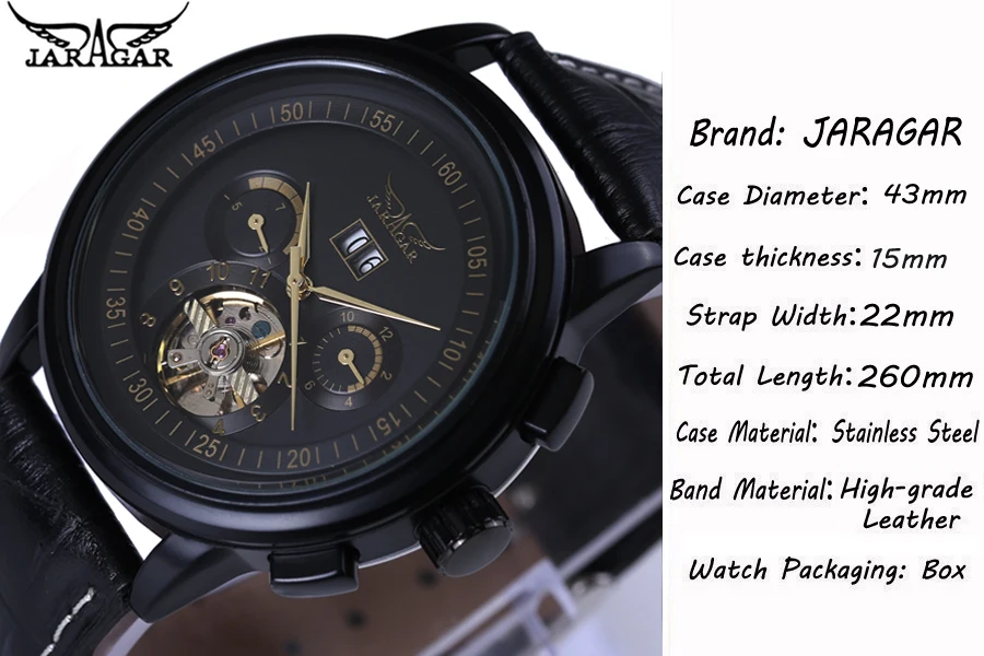 Fashion Luxury Brand JARAGAR Leather Tourbillon Watch Automatic Men Wristwatch Men Mechanical Watches Clock relogio masculino
Fashion Luxury Brand JARAGAR Leather Tourbillon Watch Automatic Men Wristwatch Men Mechanical Watches Clock relogio masculino