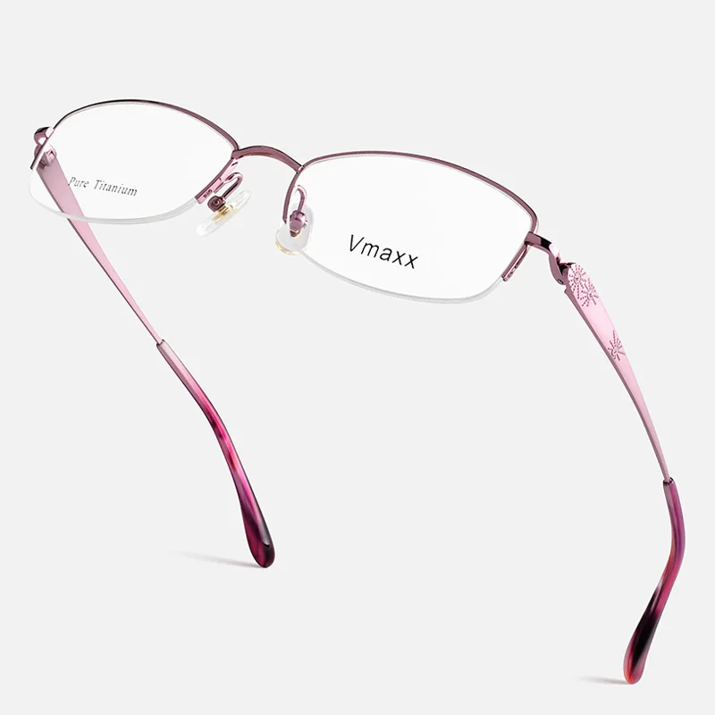 Фото XINZE модные титановые очки с половинной оправой женские в деловом стиле оправа для