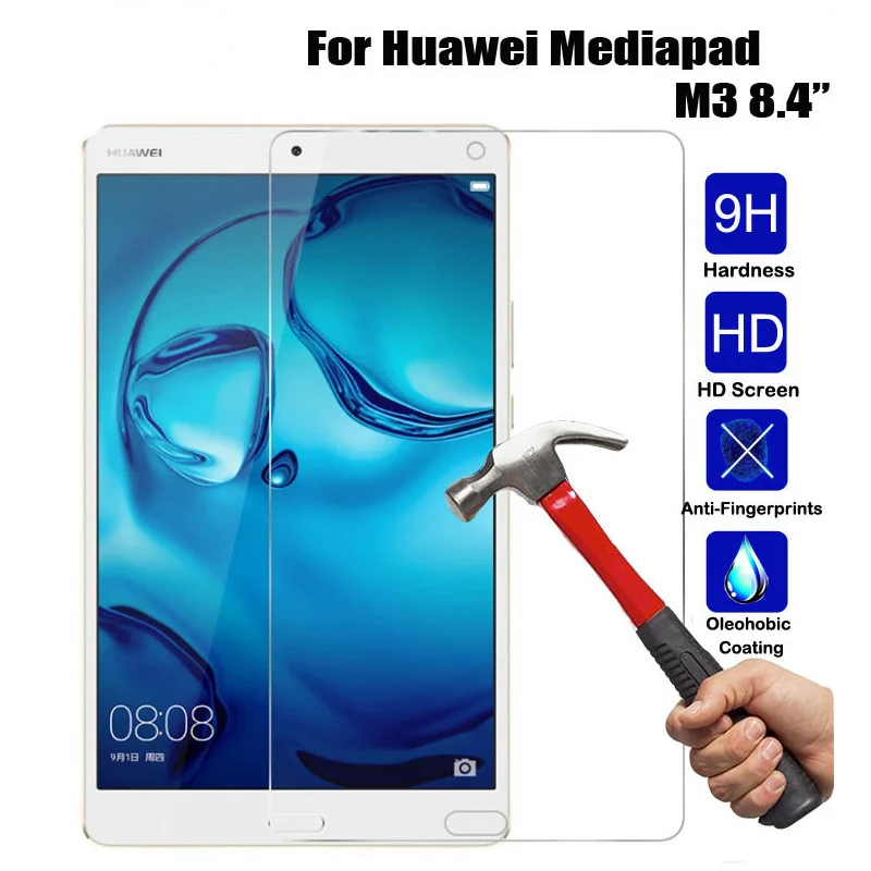 

Anti-Shatter Transparent Real Tempered Glass For Huawei Mediapad M3 8.4 Inch Tablet Screen Protector Protective Film Glass 9H