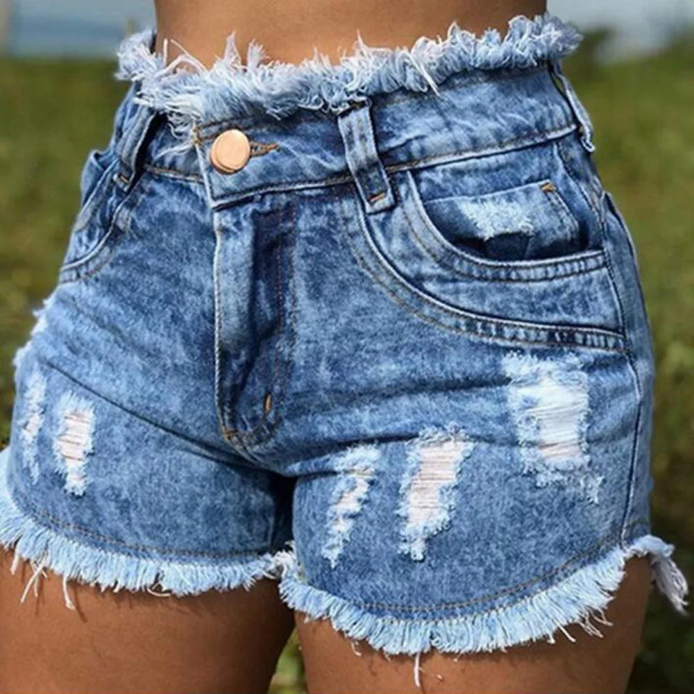 2019 European and American BF summer wind female blue high waist denim shorts women worn loose burr hole jeans shorts
2019 European and American BF summer wind female blue high waist denim shorts women worn loose burr hole jeans shorts