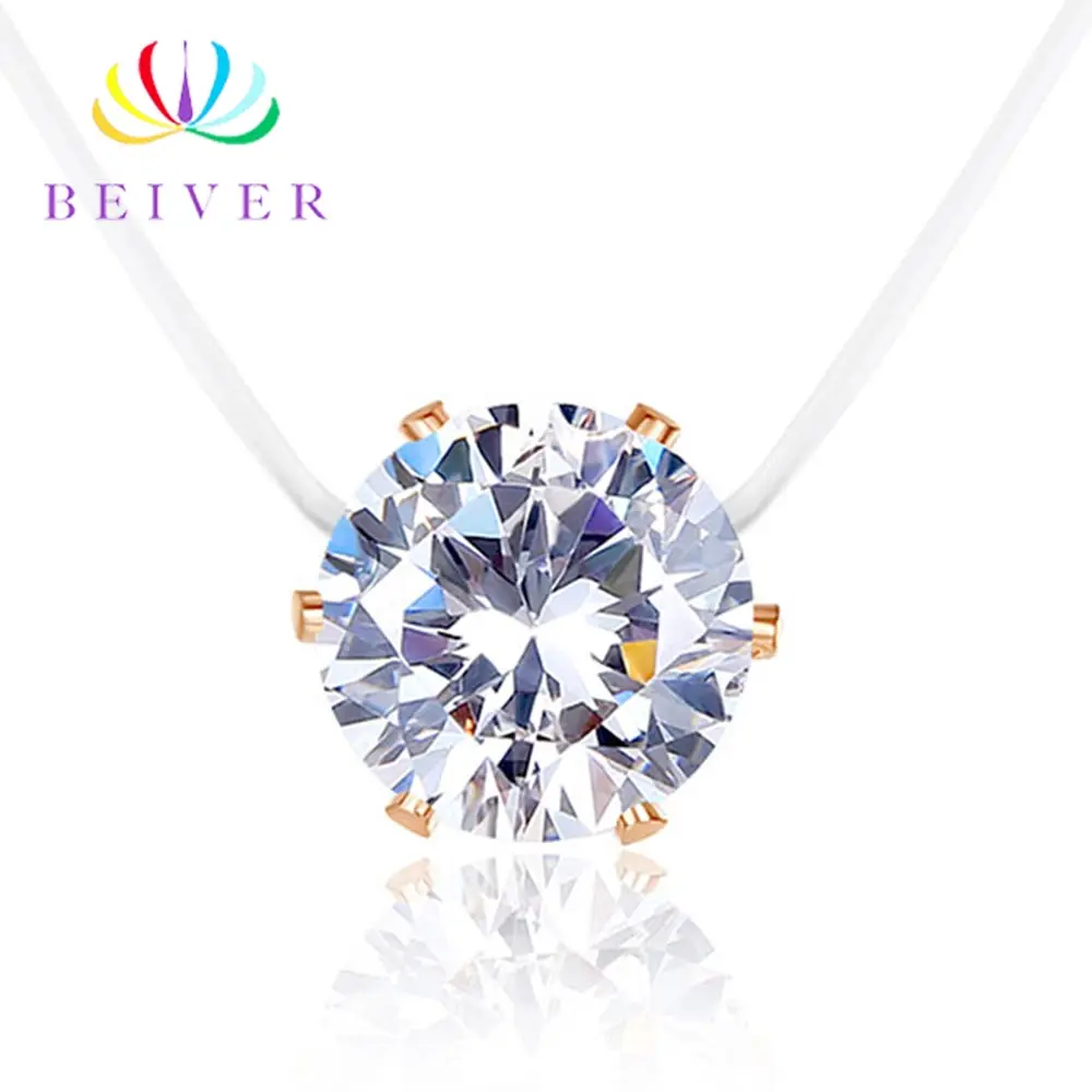 Beiver Fashion Dazzling Color Clear CZ Necklace in White / Rose Gold Filled Simple Fishing Line Exquisite Necklace Jewelry N465
Beiver Fashion Dazzling Color Clear CZ Necklace in White / Rose Gold Filled Simple Fishing Line Exquisite Necklace Jewelry N465