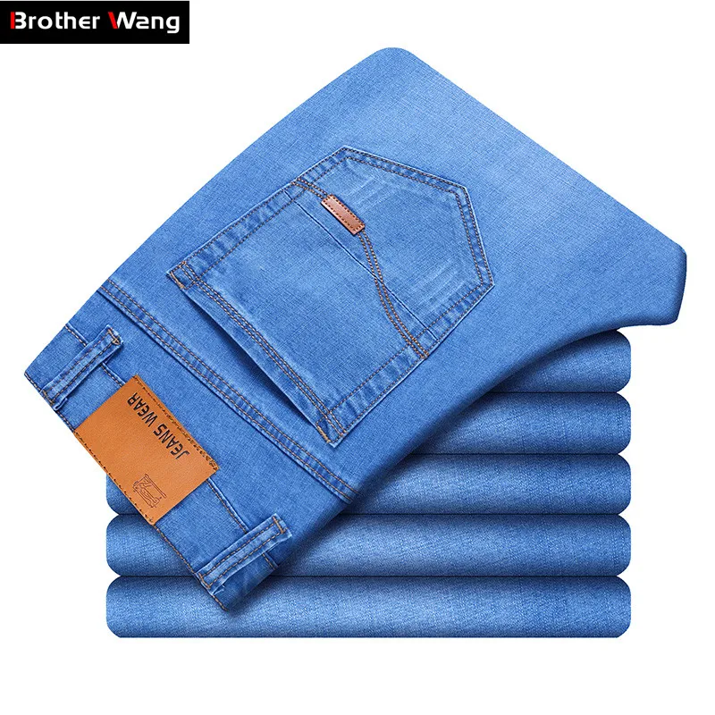 Brand Men's Thin Jeans 2020 Summer New Style Business Casual Slim Fit Elastic Classic Style Trousers Sky Blue Pants Male
Brand Men's Thin Jeans 2020 Summer New Style Business Casual Slim Fit Elastic Classic Style Trousers Sky Blue Pants Male