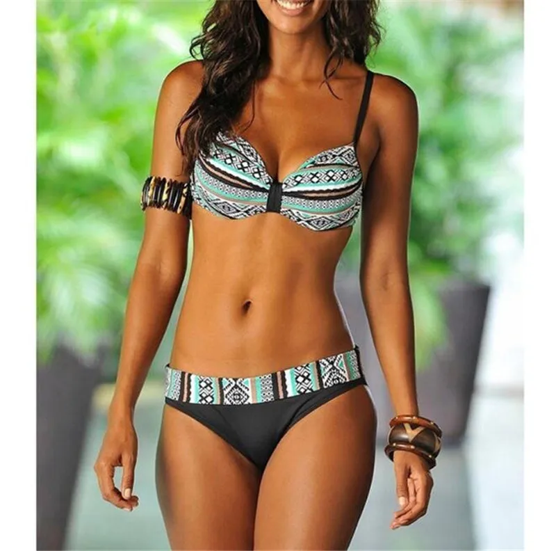 Melphieer Vintage Bikini 2019 Swimsuit Plus Size Swimwear XXL Women Low Waist Set Push Up Bathing Suit Beachwear | Женская одежда