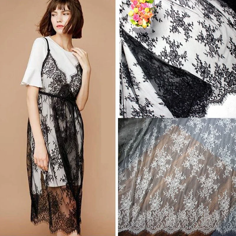 3Meters/lot Eyelashes Lace Trim White Black High Quality Lace Fabric Handmade DIY Wedding Accessories Width 150cm
3Meters/lot Eyelashes Lace Trim White Black High Quality Lace Fabric Handmade DIY Wedding Accessories Width 150cm