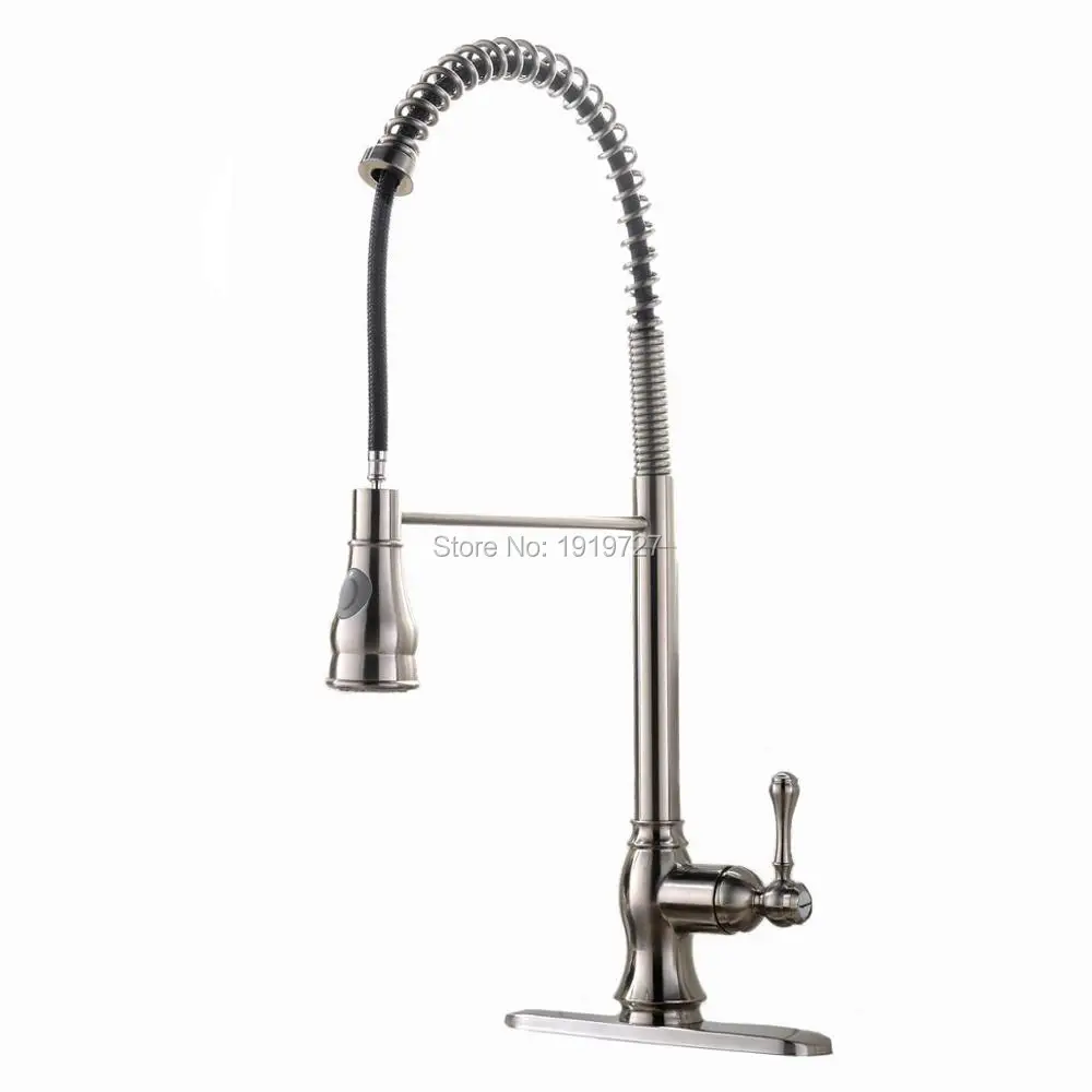 Widespread Modern Solid Brass Single Handle High Arc Spiral Spring Pull Out Kitchen Sink Faucet With Sprayer & Deck Plate
Widespread Modern Solid Brass Single Handle High Arc Spiral Spring Pull Out Kitchen Sink Faucet With Sprayer & Deck Plate