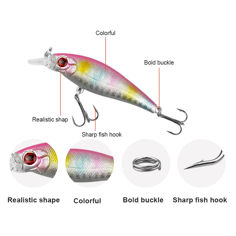 Erchang Lures wobblers 7.5cm 6.5g Hard Bait Minnow Popper fishing lure With Magnet Bass Fresh 4# VMC hooks free shipping | Спорт и
