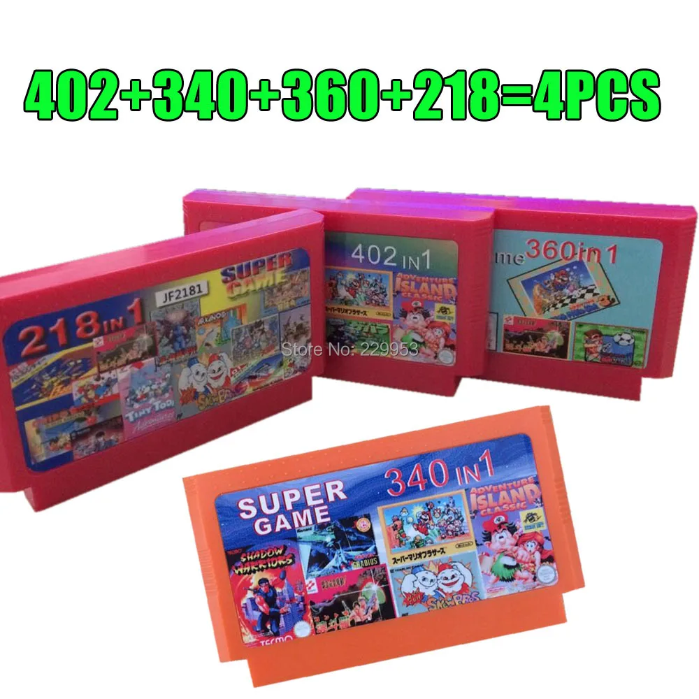 Brand new 8bit game card cool game cartridge classical game carts --------- 402 IN 1 + 218 in 1 + 340in1 + 360 In 1
Brand new 8bit game card cool game cartridge classical game carts --------- 402 IN 1 + 218 in 1 + 340in1 + 360 In 1