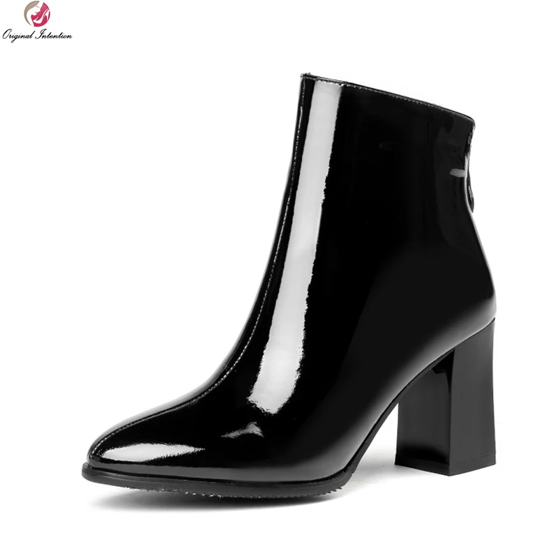 Original Intention Fashion Women Ankle Boots Leather Pointed Toe Square Heels Boots Black White Shoes Woman Plus US Size 3-13
Original Intention Fashion Women Ankle Boots Leather Pointed Toe Square Heels Boots Black White Shoes Woman Plus US Size 3-13