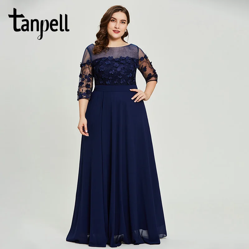 Tanpell split front evening dress dark navy three quarter sleeves a line gown women prom formal appliques long evening dresses
Tanpell split front evening dress dark navy three quarter sleeves a line gown women prom formal appliques long evening dresses