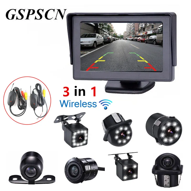 GSPSCN 3 in 1 Wireless Transmitter Receiver Kit Car Waterproof Backup Rear View Cameras With 4.3" HD Color Monitor Auto Parking
GSPSCN 3 in 1 Wireless Transmitter Receiver Kit Car Waterproof Backup Rear View Cameras With 4.3" HD Color Monitor Auto Parking