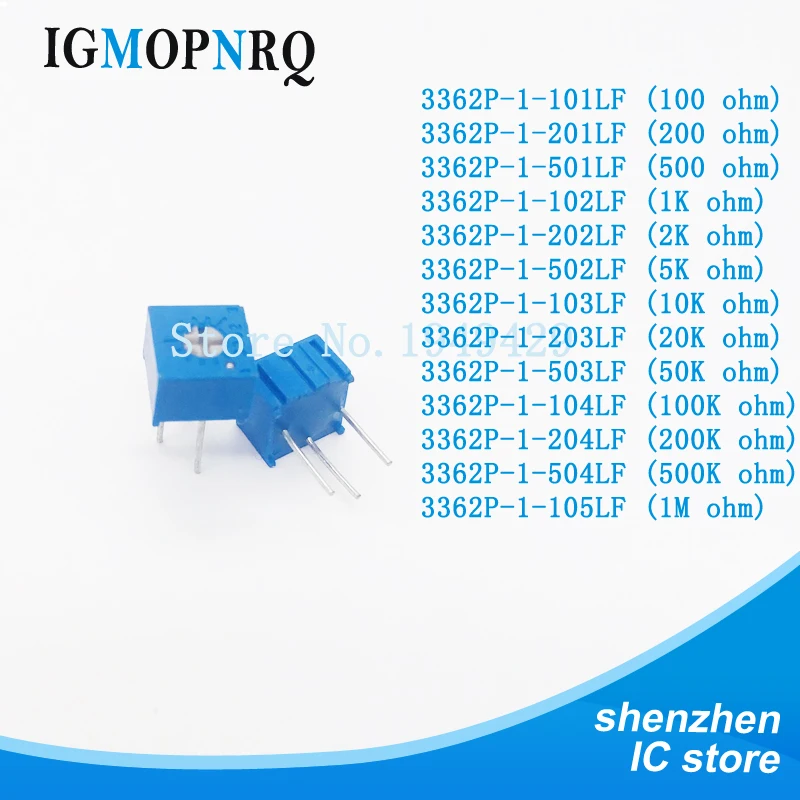 10pcs 3362P 101 201 501 102 202 502 103 203 503 104 204 504 105 Trimpo Trimmer Potentiometer 3362 500R 1K 2K 5K 10K 20K 50K 100K
10pcs 3362P 101 201 501 102 202 502 103 203 503 104 204 504 105 Trimpo Trimmer Potentiometer 3362 500R 1K 2K 5K 10K 20K 50K 100K