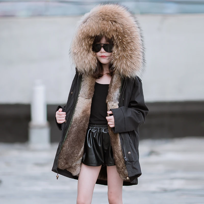 JKP Girls Real Rabbit Fur Coat Thick Warm Children's Big Raccoon Fur Collar Autumn and Winter Middle Long Coat With Hat 2021 New
JKP Girls Real Rabbit Fur Coat Thick Warm Children's Big Raccoon Fur Collar Autumn and Winter Middle Long Coat With Hat 2021 New