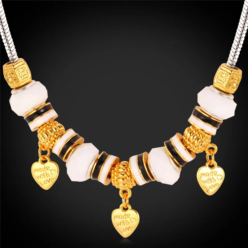 European Style DIY Necklace Jewelry For Women Gold Color Crystal Glass Bead Charms Necklace Hearts Pendant Jewelry N864
European Style DIY Necklace Jewelry For Women Gold Color Crystal Glass Bead Charms Necklace Hearts Pendant Jewelry N864