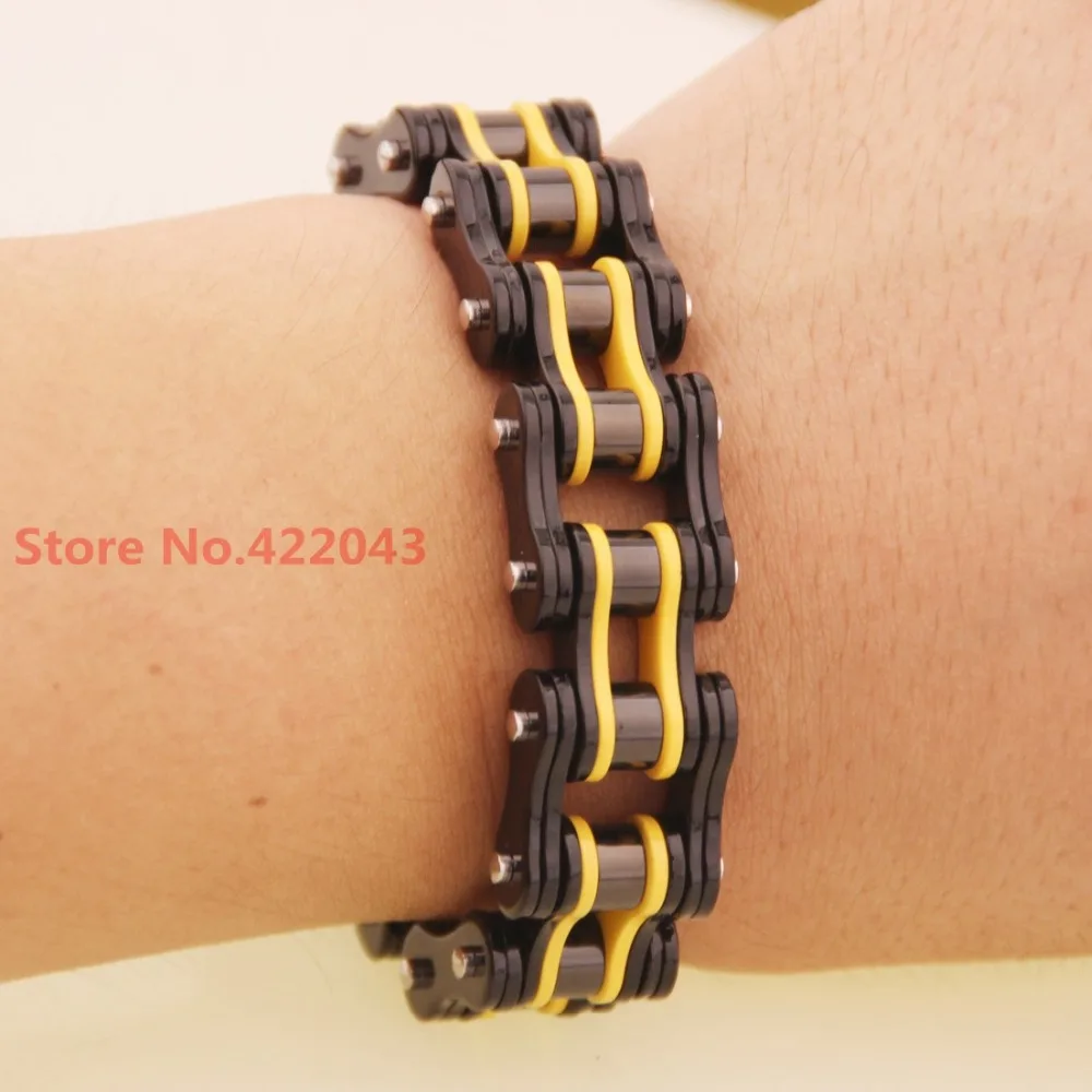 Heavy! Top Design Mens Gothic Yellow Black Stainless Steel Bracelets Motorcycle Biker Chain Link Bracelet Jewelry 8.46" *21mm
Heavy! Top Design Mens Gothic Yellow Black Stainless Steel Bracelets Motorcycle Biker Chain Link Bracelet Jewelry 8.46" *21mm