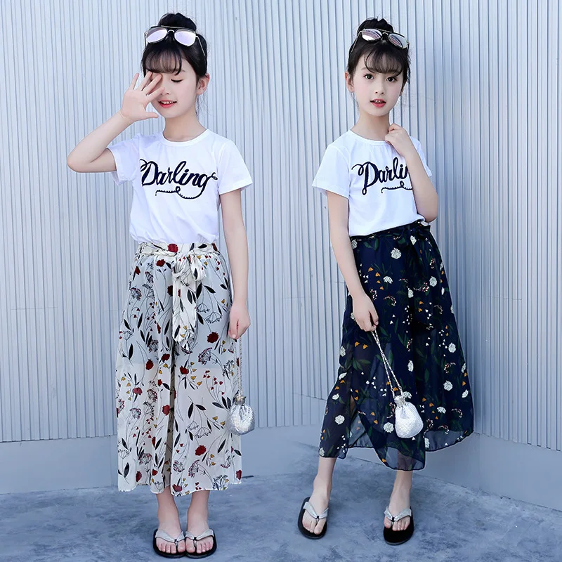 Girls Set Clothes Kids Two Piece Children Summer Suit T-Shirt Chiffon Broad Legged Pants Outfits 7 8 9 10 11 12 13 14 Years
Girls Set Clothes Kids Two Piece Children Summer Suit T-Shirt Chiffon Broad Legged Pants Outfits 7 8 9 10 11 12 13 14 Years