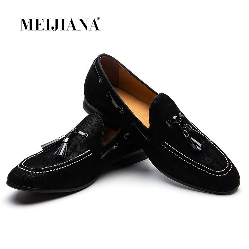 MEIJIANA Black Suede Loafers Tassels Men's Moccasins Slippers Smoking Man Flats Dress Shoes Casual Shoes Gentlemen Leather
MEIJIANA Black Suede Loafers Tassels Men's Moccasins Slippers Smoking Man Flats Dress Shoes Casual Shoes Gentlemen Leather