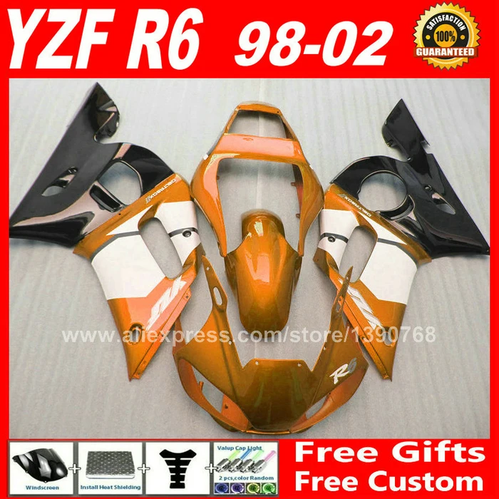Full set Fairing kit for YAMAHA YZF R6 98 99 00 01 02 golden plastic 1998 1999 2000 2001 2002 fairings kits G3C2
Full set Fairing kit for YAMAHA YZF R6 98 99 00 01 02 golden plastic 1998 1999 2000 2001 2002 fairings kits G3C2