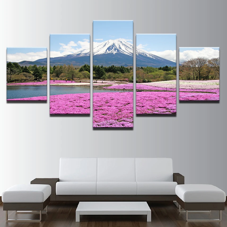 Home Wall Art Decor Pictures HD Prints Posters 5 Pieces Mount Fuji Snow Mountain Pink Flowers Sea Landscape Paintings Framework
Home Wall Art Decor Pictures HD Prints Posters 5 Pieces Mount Fuji Snow Mountain Pink Flowers Sea Landscape Paintings Framework