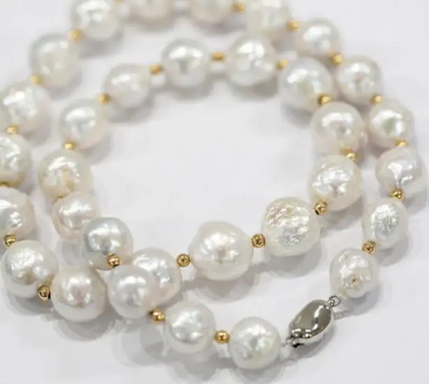 Women Jewelry natural pearl 10x12mm white baroque pearl necklace gold beads Natural freshwater pearl handmade gift 17'' 42cm
Women Jewelry natural pearl 10x12mm white baroque pearl necklace gold beads Natural freshwater pearl handmade gift 17'' 42cm