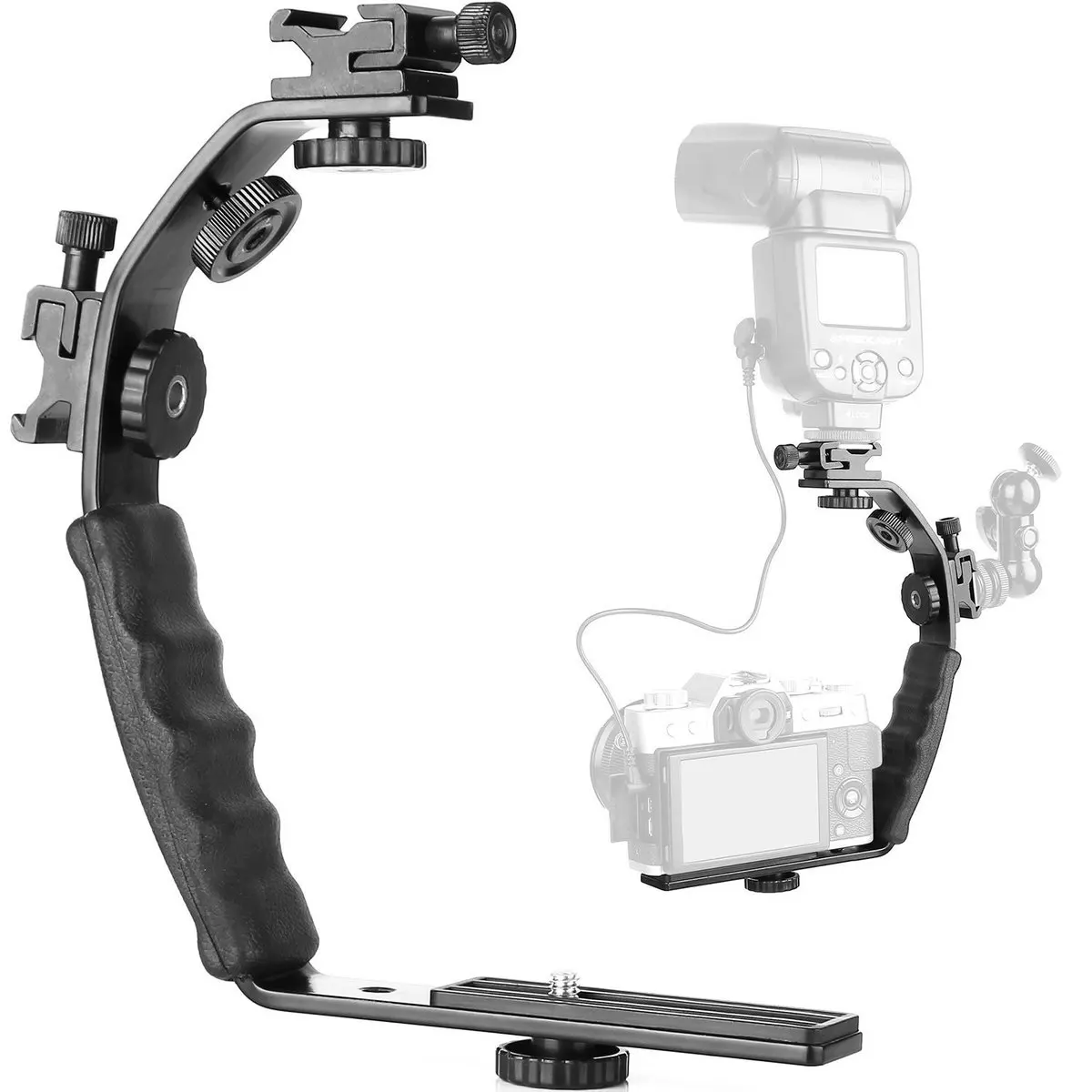Universal Metal L Shape Flash Light Bracket Camera Grip Video Light Rig DV DSLR Holder with 2 Side Hot Shoe Mount
Universal Metal L Shape Flash Light Bracket Camera Grip Video Light Rig DV DSLR Holder with 2 Side Hot Shoe Mount