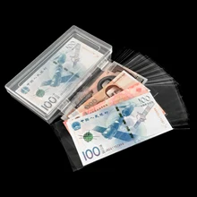 Behogar 100pcs Paper Money Album Banknotes Currency Collection Sleeves Protector Bag Bill Souvenir Banknote Note Collection Bag