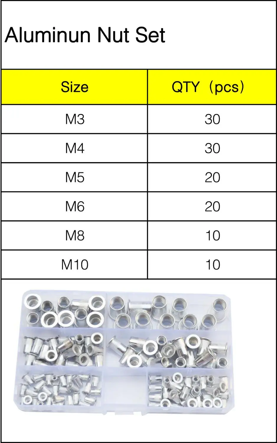 Aluminum Rivet Nut Riveting Nutsert Insert Rivnut Assortment Set Kit Box M3 M4 M5 M6 M8 M10
Aluminum Rivet Nut Riveting Nutsert Insert Rivnut Assortment Set Kit Box M3 M4 M5 M6 M8 M10