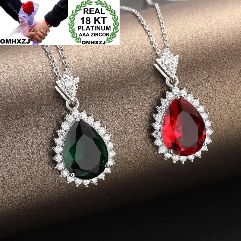 OMHXZJ Wholesale European Fashion Woman Girl Party Wedding Gift Ruby Emerald Zircon 18KT White Gold Necklace Pendant Charm CA252
OMHXZJ Wholesale European Fashion Woman Girl Party Wedding Gift Ruby Emerald Zircon 18KT White Gold Necklace Pendant Charm CA252