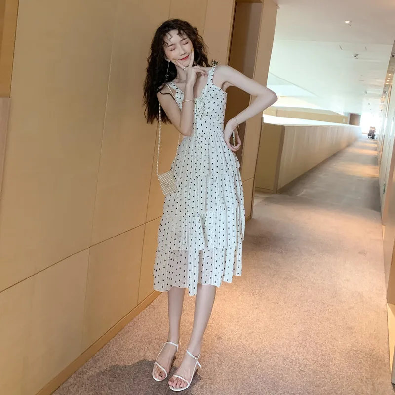 Women Sleeveless Backless White Party Dress Cake Style Drawstring Print Polka Dot Dress Women Pleated Summer Clothes for Women
Women Sleeveless Backless White Party Dress Cake Style Drawstring Print Polka Dot Dress Women Pleated Summer Clothes for Women