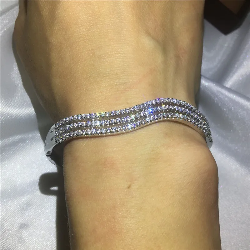 Fashion Wave line Bangle 5A cubic zirconia White Gold Filled Engagement Wedding Bangles Bracelets for women Bridal Jewelry B5
Fashion Wave line Bangle 5A cubic zirconia White Gold Filled Engagement Wedding Bangles Bracelets for women Bridal Jewelry B5