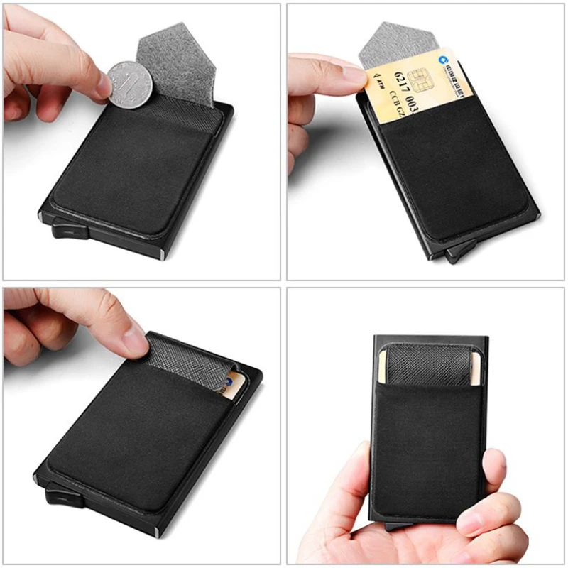Алюминиевый кошелек с карманом держатель для ID карты блокировка Rfid тонкие