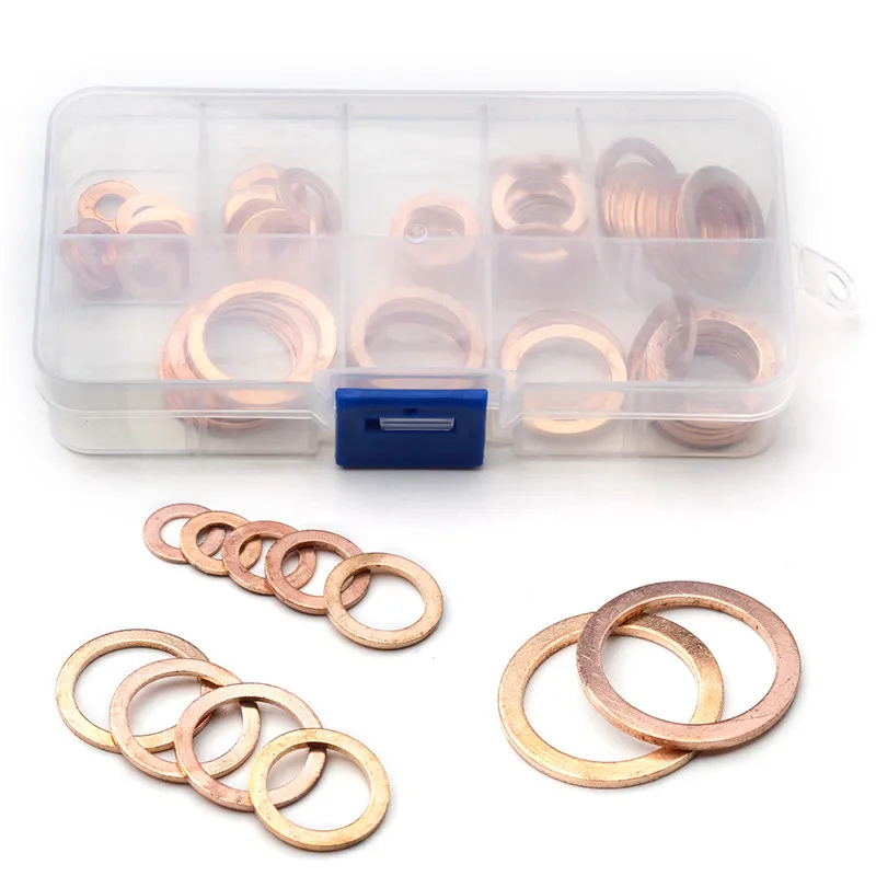 80Pcs Solid Copper Washer Set 8 Sizes Flat Ring Gasket Sump Plug Oil Seal Fittings Washers Fastener Hardware Accessories
80Pcs Solid Copper Washer Set 8 Sizes Flat Ring Gasket Sump Plug Oil Seal Fittings Washers Fastener Hardware Accessories