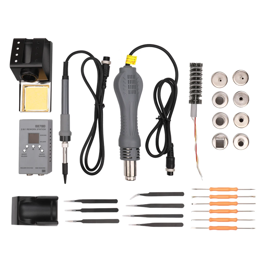 2-in-1 Portable Electric Soldering Iron Station Stand Adjustable Constant Temperature+Hot Air Gun Soldering Kit Tools
2-in-1 Portable Electric Soldering Iron Station Stand Adjustable Constant Temperature+Hot Air Gun Soldering Kit Tools