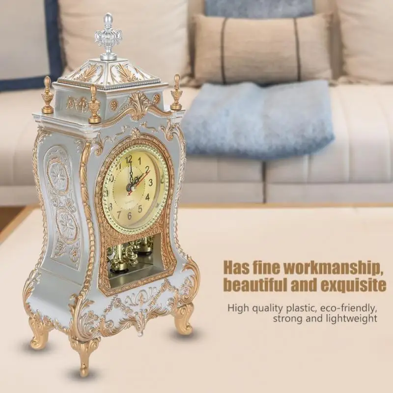 

Vintage Desk Retro Alarm Clock Classical Royalty Sitting Room TV Cabinet Imperial European Creative Sit Pendulum Clocks
