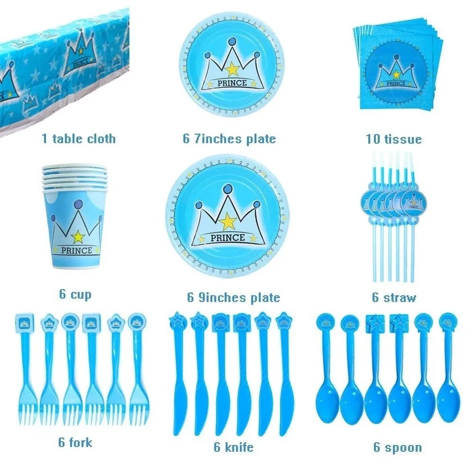 Luxury Prince Crown Birthday Party Tableware Set Baby Shower Festival Parties Decoration Kids Plate Banner Cups Dishes Supplies
Luxury Prince Crown Birthday Party Tableware Set Baby Shower Festival Parties Decoration Kids Plate Banner Cups Dishes Supplies