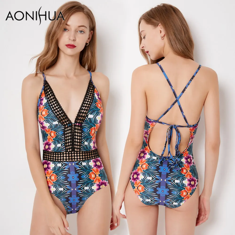 AONIHUA Sexy One piece Swimsuit Women High Cut Push Up Backless Print Floral Sleeveless Bathing Suits Waist Hollow Swimwear 9043
AONIHUA Sexy One piece Swimsuit Women High Cut Push Up Backless Print Floral Sleeveless Bathing Suits Waist Hollow Swimwear 9043