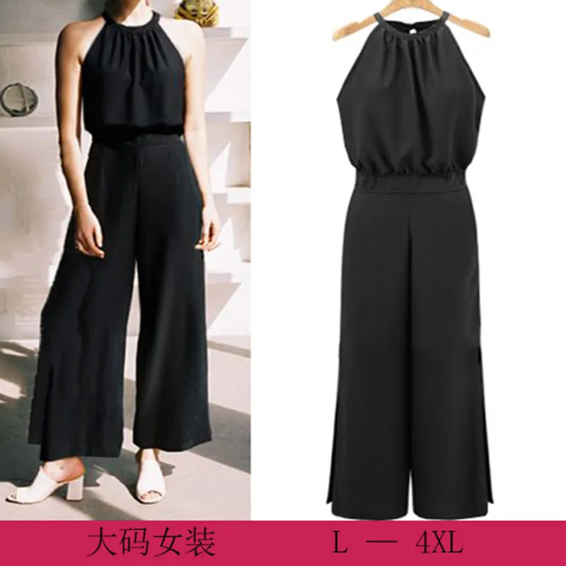 4XL 3XL Plus Size Summer Jumpsuit Women 2018 Europe Rompers Overalls Big Large Casual Female Jumpsuits girl | Женская одежда