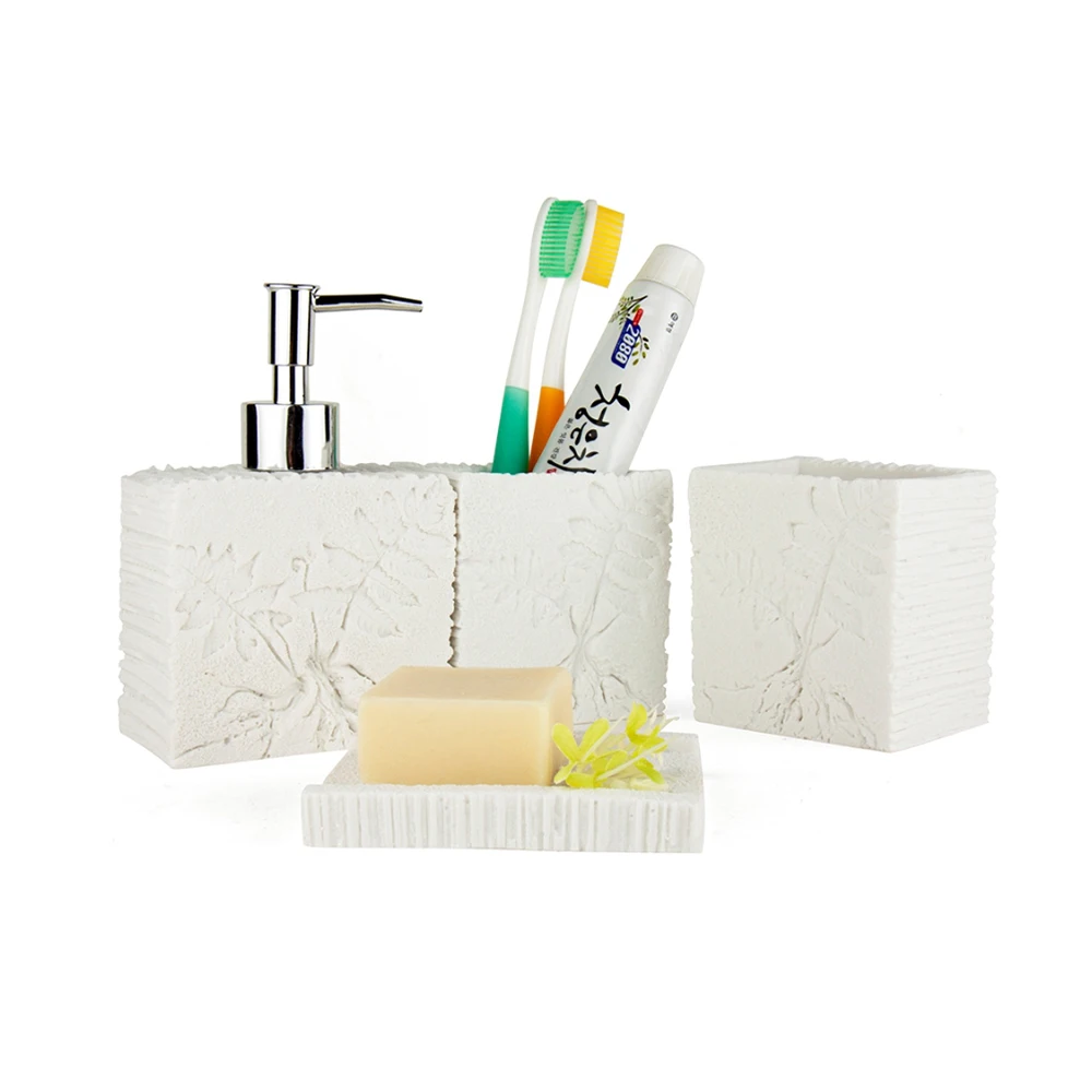 DecoTalk Sandstone Bathroom Accessories 4-Piece Set Designers' Choice Fossil Pattern Personal Supply Kits White Rough Surface
DecoTalk Sandstone Bathroom Accessories 4-Piece Set Designers' Choice Fossil Pattern Personal Supply Kits White Rough Surface